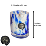 Bougie Art & Cires Granulat Bleu-Dimensions - verre soufflé - Cire végétale